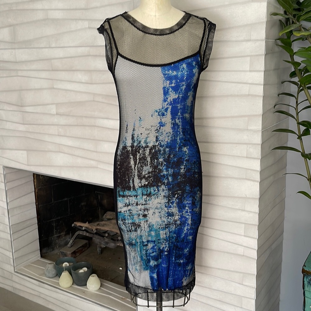 HELMUT LANG TRYST JERSEY MESH DRESS S. (NWOT)